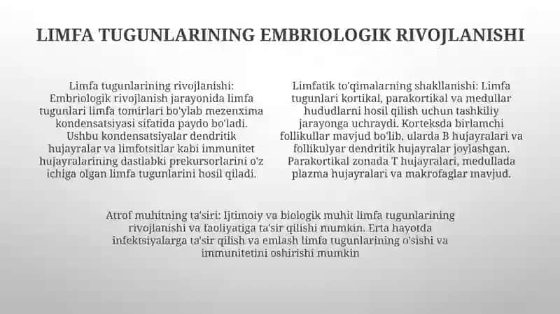 Limfa Tugunlarining Taraqqiyotiga Va Tuzilishiga Ijtimoiy, Biologik Muhitlarning TaʼSiri 3