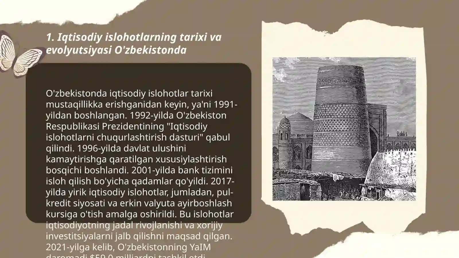 Iqtisodiy islohotlar xususiy mulkchilikning shakllanishi. O'zbekistonda bozor munosabatining rivojlanishi 3