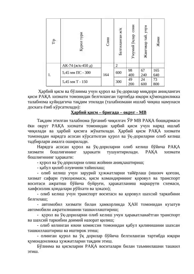 4-МАВЗУ: Ҳарбий қисм ва бўлинмаларни РАҚА билан таъминлашни ташкиллаштириш 3