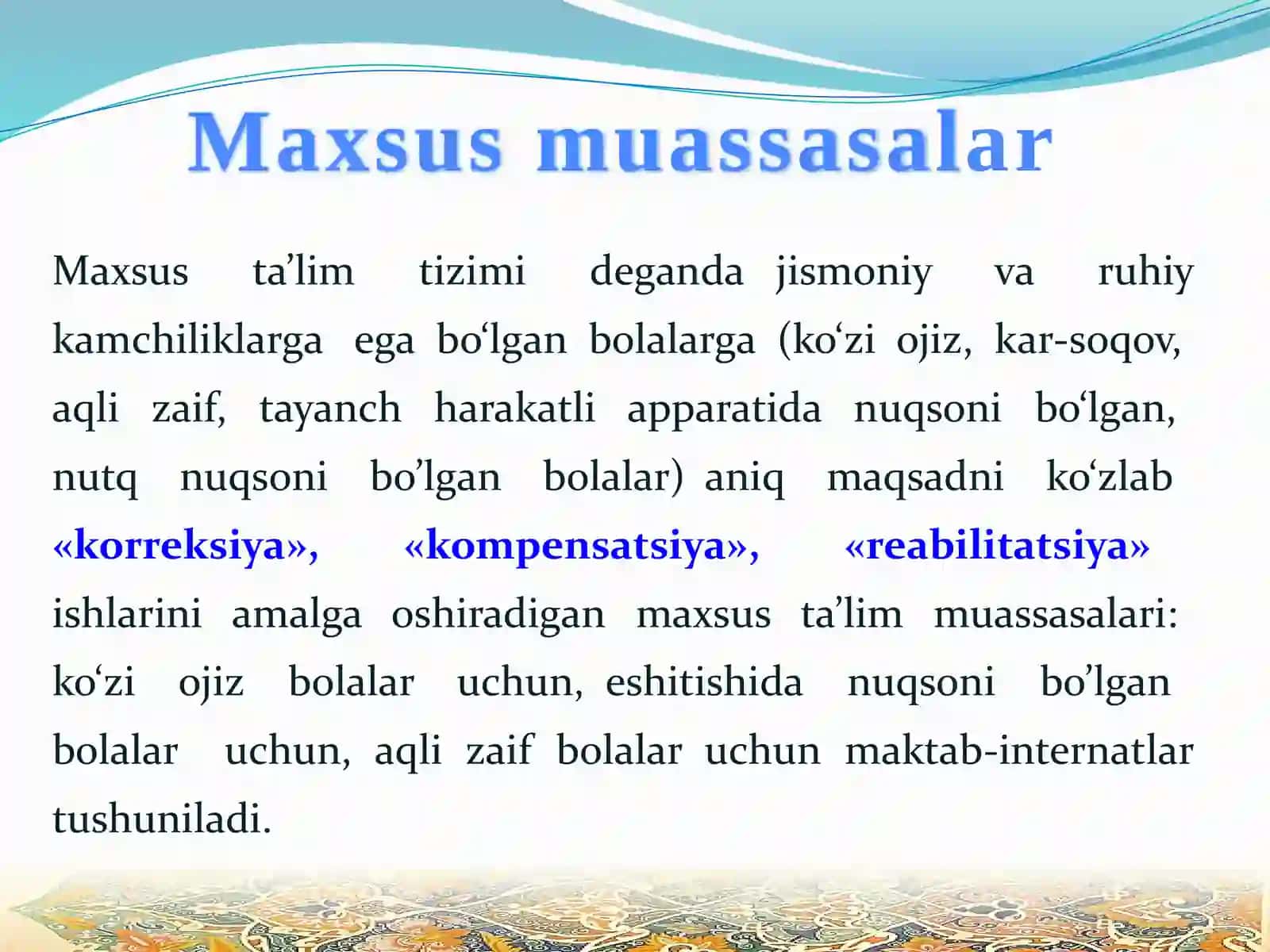 Kar va zaif eshituvchi o'quvchilarni dars va darsdan tashqari vaqtda kuzatish asosida bolalarga psixologik - pedagogik tavsiya yozish 3