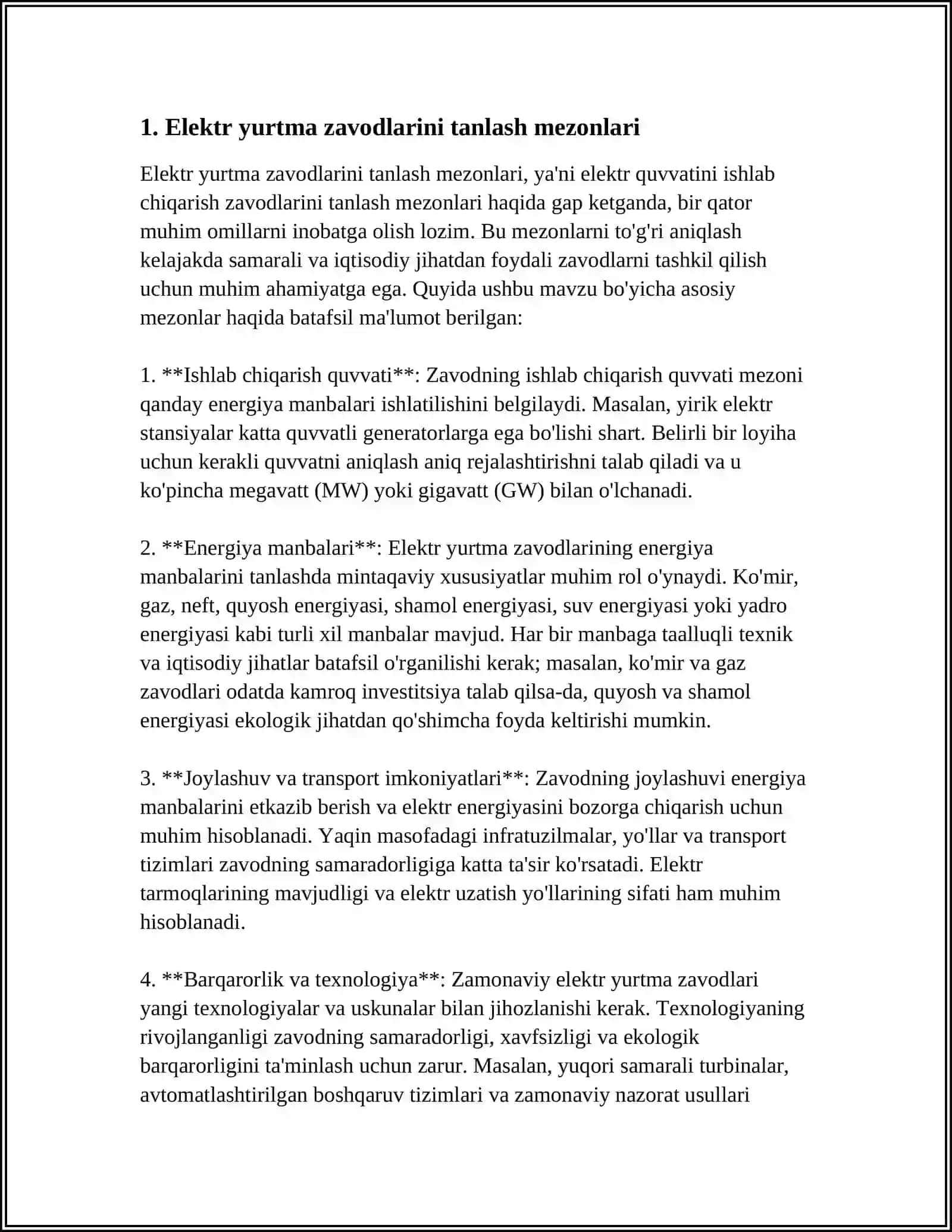 ELEKTR YURTMA UCHUN YURTGICH TANLAAHDAGI UMUMIY TAVSIYALAR 3
