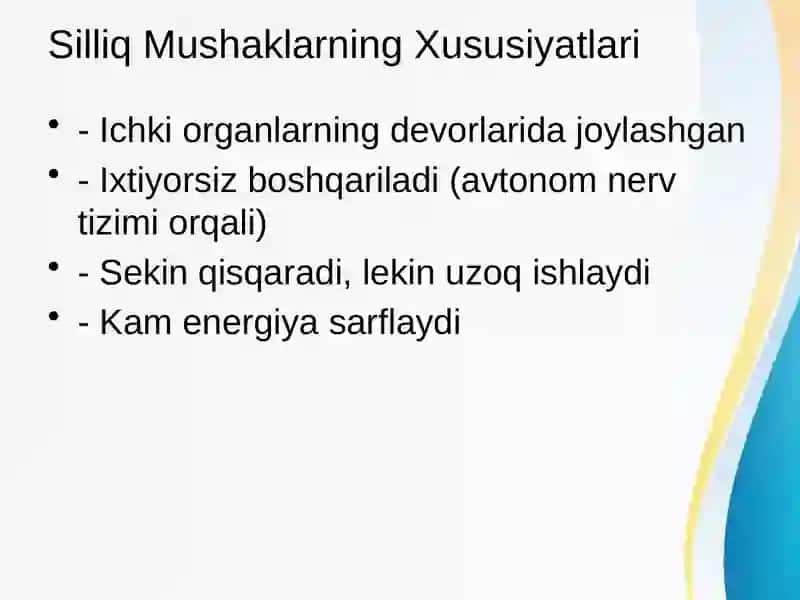 Silliq va Ko‘ndalang Targ‘il Mushaklarning Fiziologik Farqlari 3