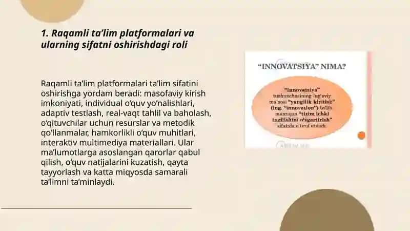 Innovatsion texnologiyalar taʼlim sifatini oshirish manbayi sifatida 3