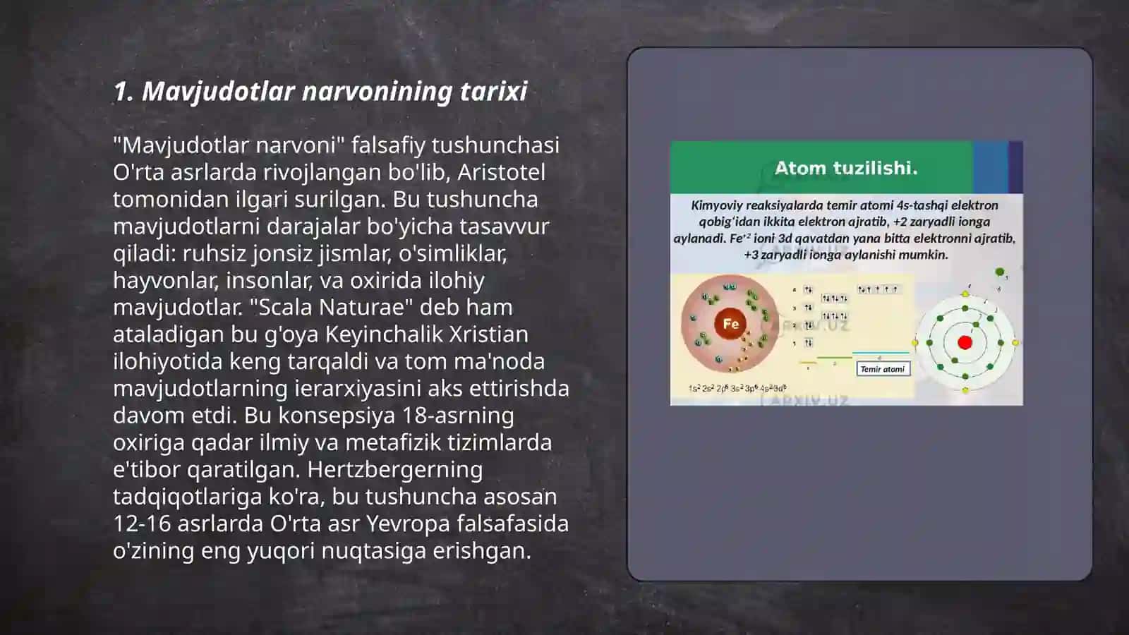 Mavjudotlar narvoni joylanish nazariyasi haqida 3