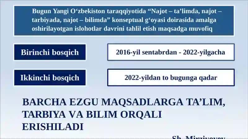 Yangi O‘zbekistonda Prezident rahbarligi va tashabbusi ostida amalga oshirilayotgan islohotlar 3