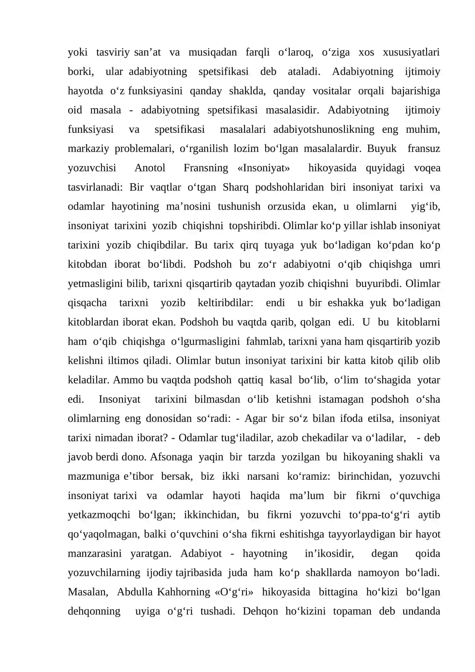 Adabiyot - hayot ustidan chiqarilgan hukm ekanligi 3