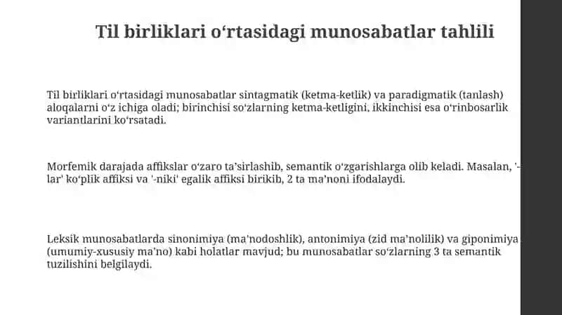Til birliklari oʻrtasidagi munosabatlar tahlili 3