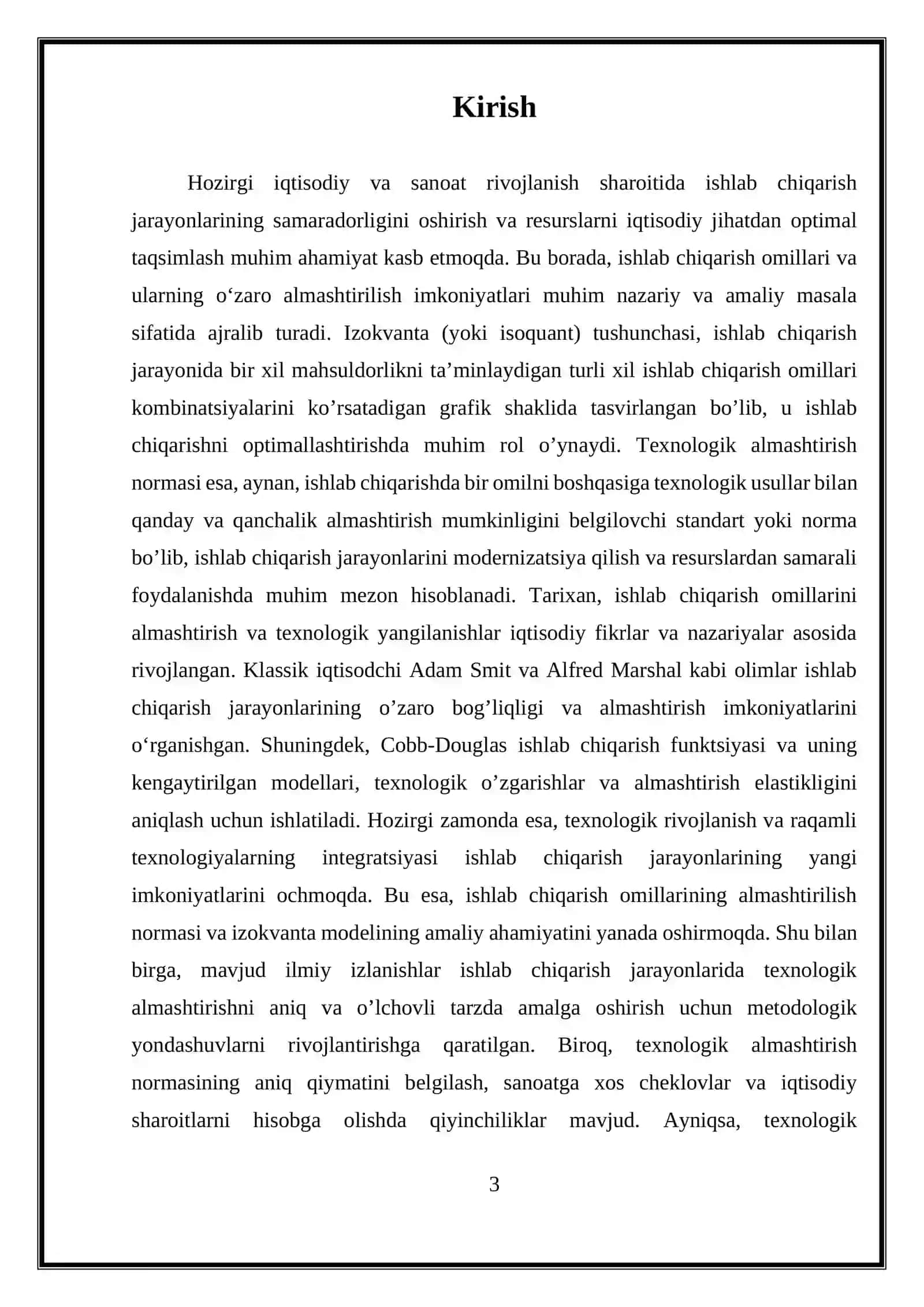 IZOKVANTA VA ISHLAB CHIQARISH OMILLARINI CHEKLI TEXNOLOGIK ALMASHTIRISH NORMASI 3