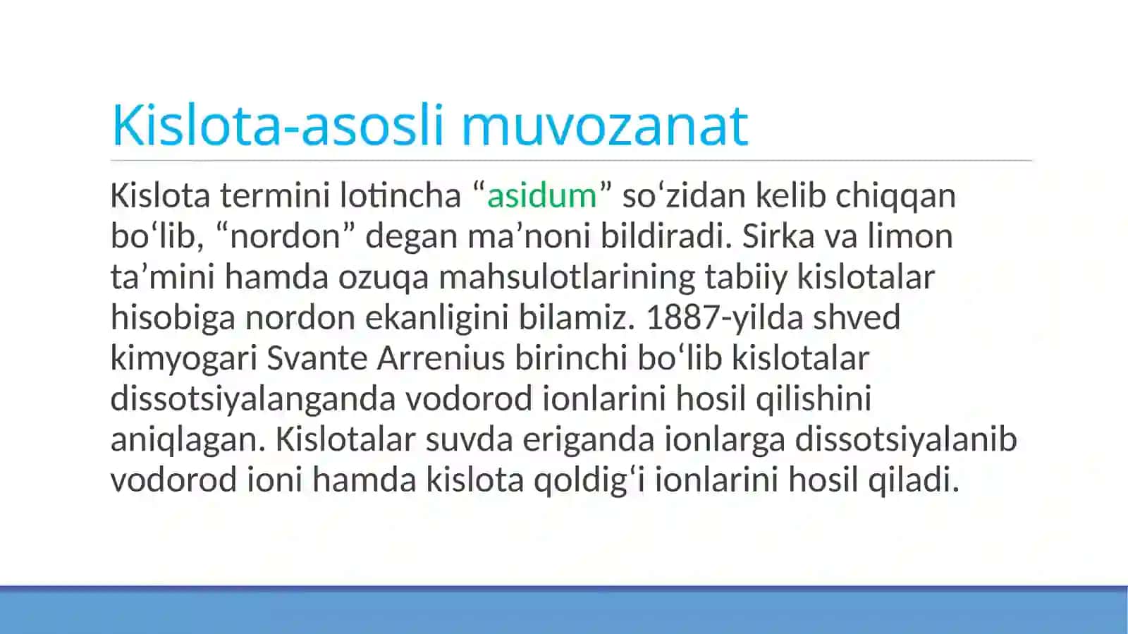 Kislota-asosli muvozanat. Bufersistemalar. Kompleks birikmalar 3