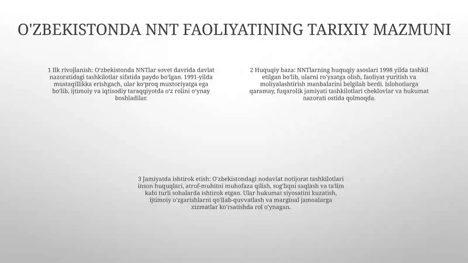 OʻZbekistonda Nodavlat Notijorat Tashkilotlar Va Ularning Siyosiy Ijtimoiy Hamda Iqtisodiy Jarayonlardagi Ishtiroki 3