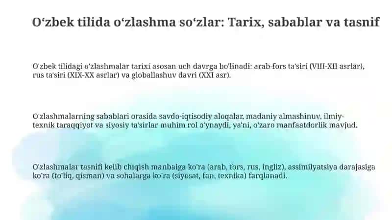Oʻzbek tilida oʻzlashma soʻzlar 3