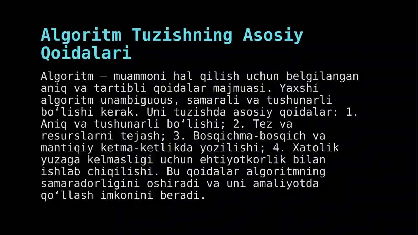 Masalalarni algoritmini tuzish 3
