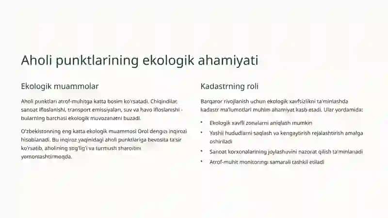 Aholi punktlarining ekologik, ijtimoiy va iqtisodiy ahamiyati 3