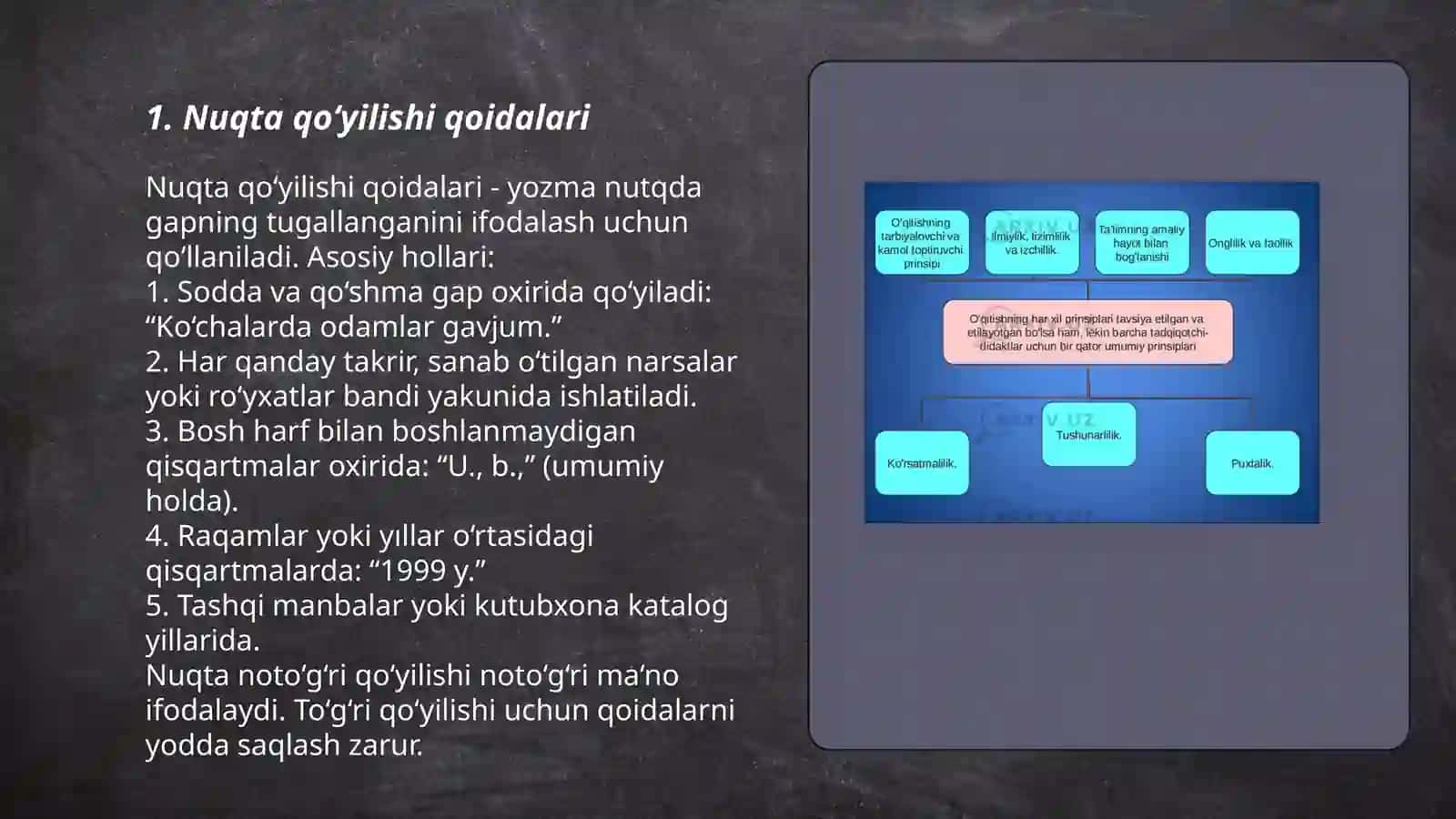 Punktuatsiya - tinish belgilarining asosiy qoidalari 3