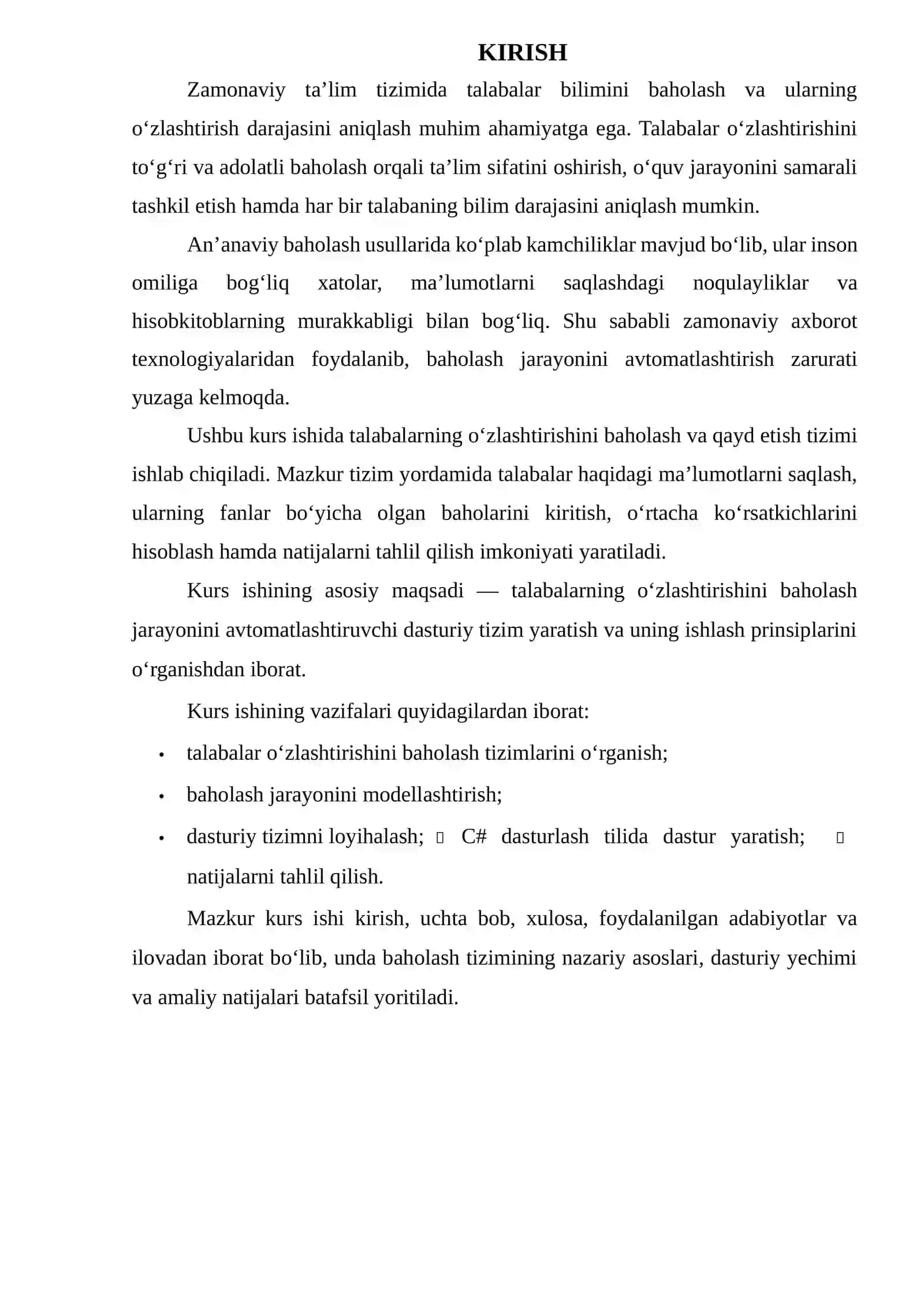Talabalarning o‘zlashtirishi. Baholash qaydnomasi tizimi 3