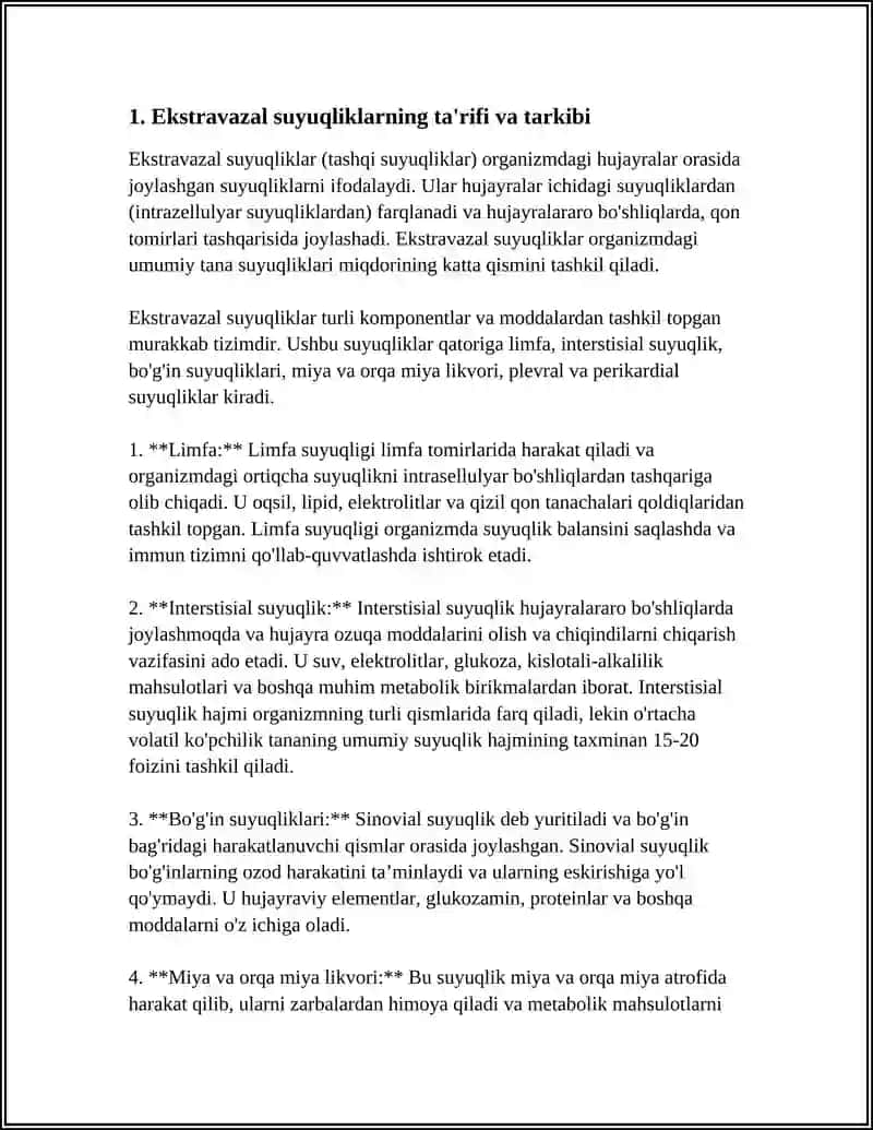 ORGANIZMNJNG EKSTRAVAZAL SUYUQLIKLARI REFERAT 3