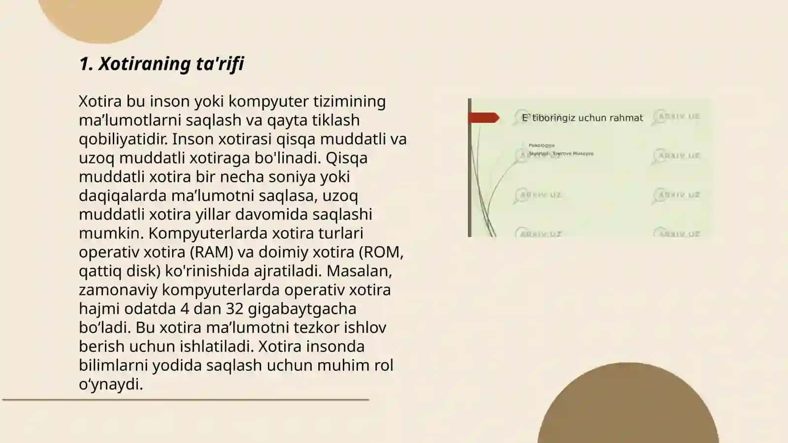 Xotira haqida tushuncha va uning nerv-fiziologik asosi 3