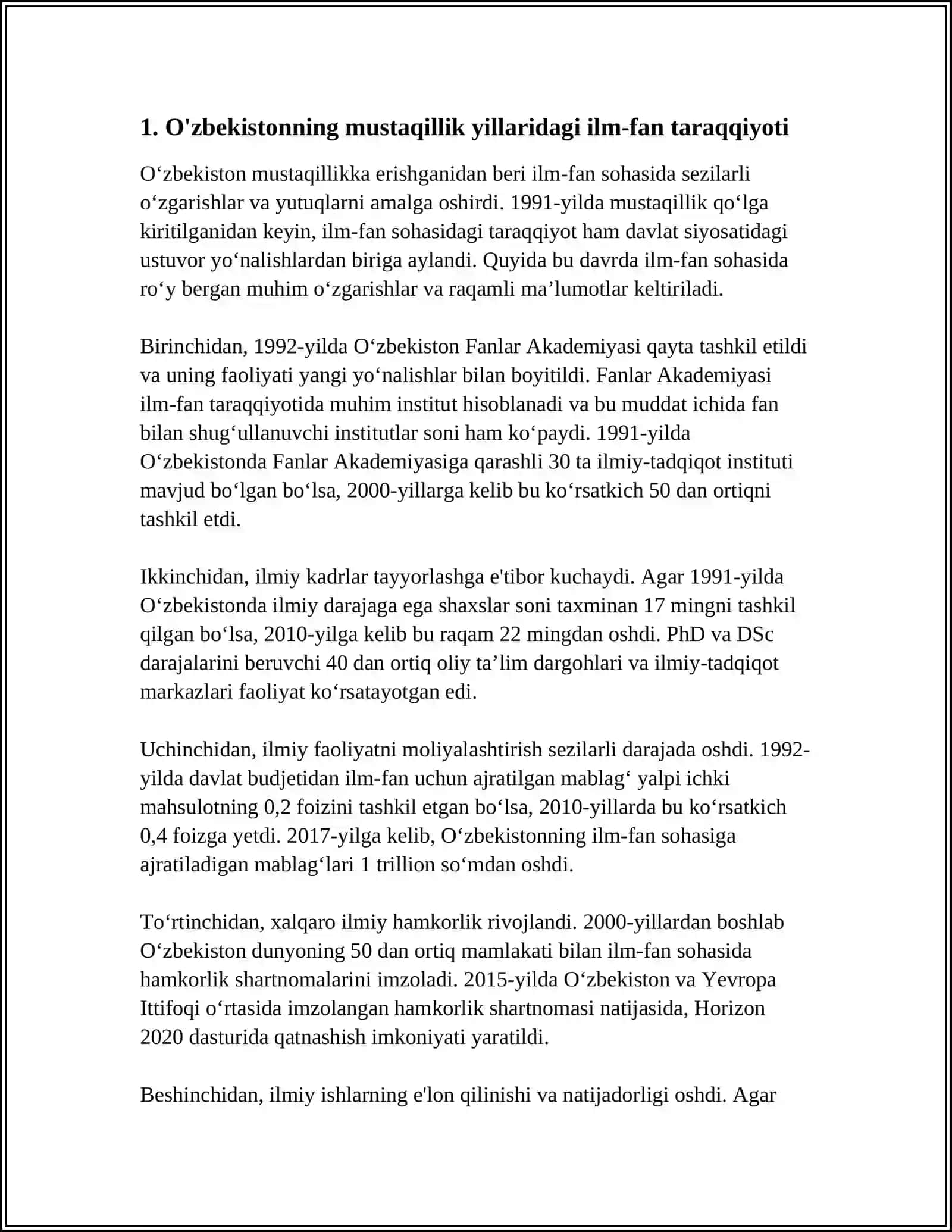 MUSTAQILLIK YILLARIDA ILM-FANNING RIVOJLANISHI 3