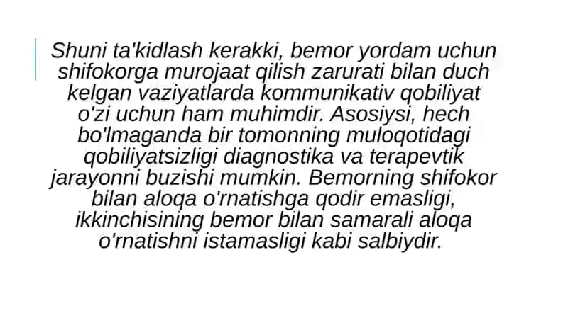 Bemor va shifokor o'rtasidagi munosabatlar 3