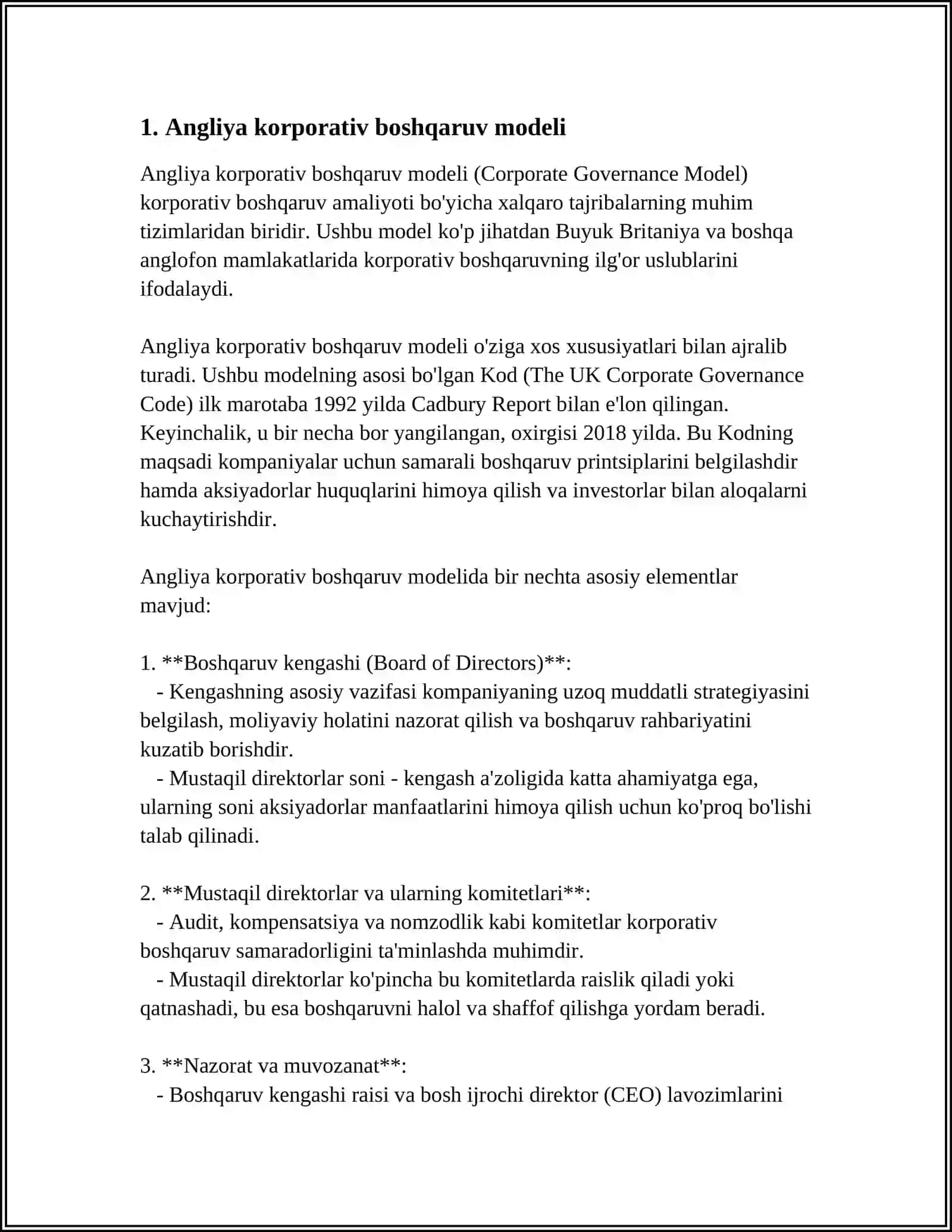 KORPORATIV BOSHQARUVNING ANGLO AMIRIKA NEMIS VA YAPON MODELLARIGA TASNIF 3