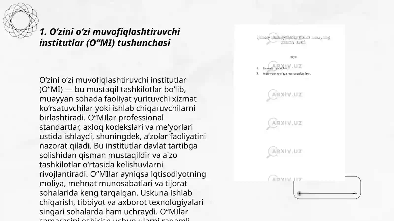 Oʻzini oʻzi muvofiqlashtiruvchi institutlar 3