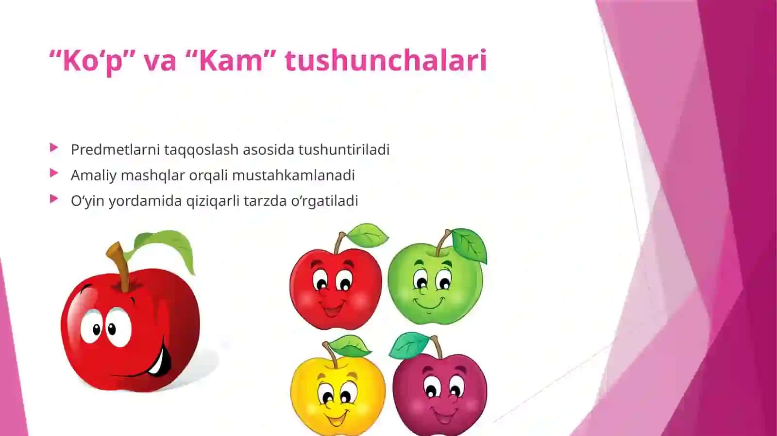 “Ko‘p”, “Kam”, “Teng” tushunchalarni o‘rgatish metodlari 3