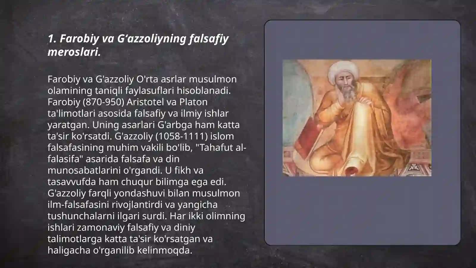 Abu Nasr Farobiy va Imom Gʻazzoliyning falsafa ilmiga oid qarashlarini qiyosiy tahlil etish 3