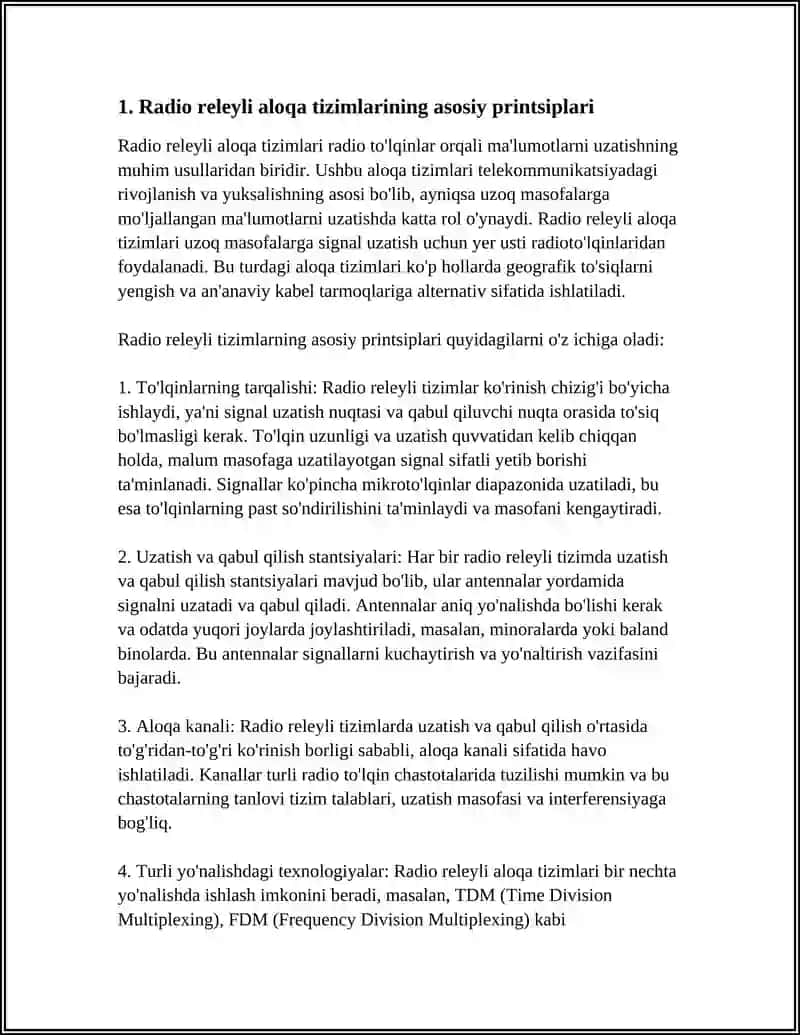 RADIO RELEYLI VA SUN'IY YO'LDOSHLI ALOQA 3