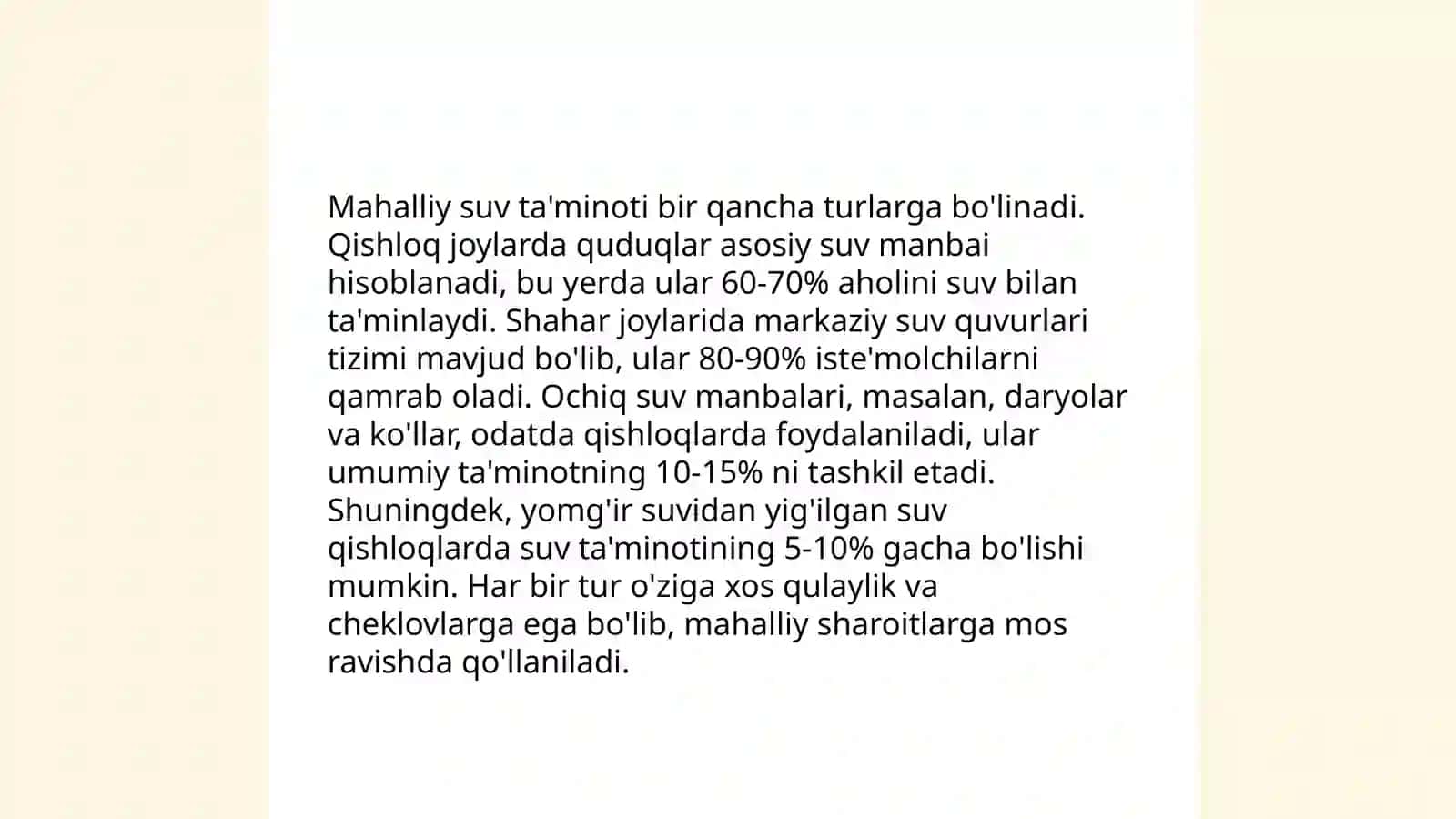 Mahalliy va markazlashgan suv taminoti.Ularning gigiyenik ahamiyati 3