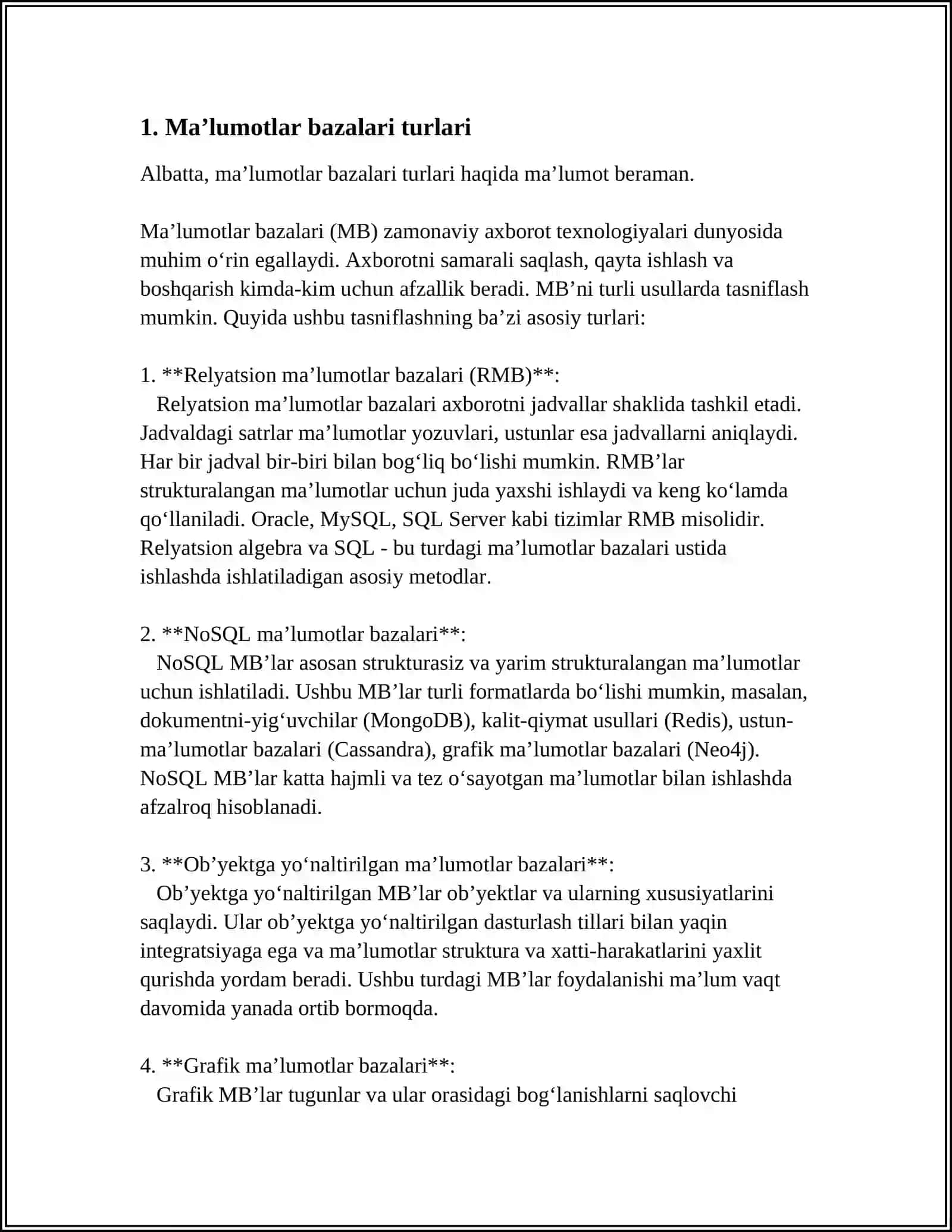 MAʼLUMOTLAR BAZALARI VA ULARNI BOSHQARISH TIZIMLARI 3
