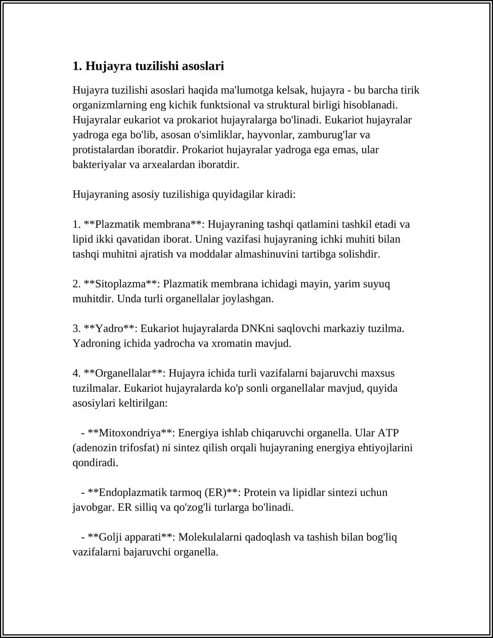 HUJAYRA TUZILISHI. HUJAYRA NAZARIYASI. HAYVON VA ODAM XROMASOMALARINING MORFOFUNSIONAL XARAKTERIKASI 3