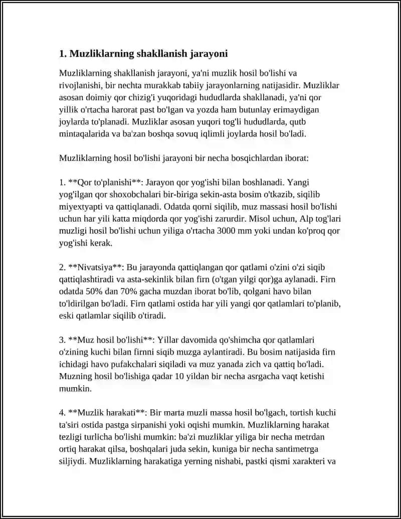 BIOSFERADA SUV ZAXIRASI MUZLIKLAR YER OSTI VA GIDROTERMAL SUVLAR 3