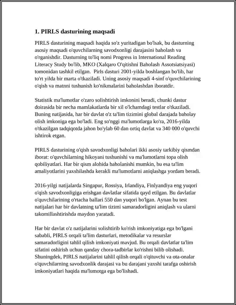 PIRLS XALQARO BAHOLASH DASTURI 3