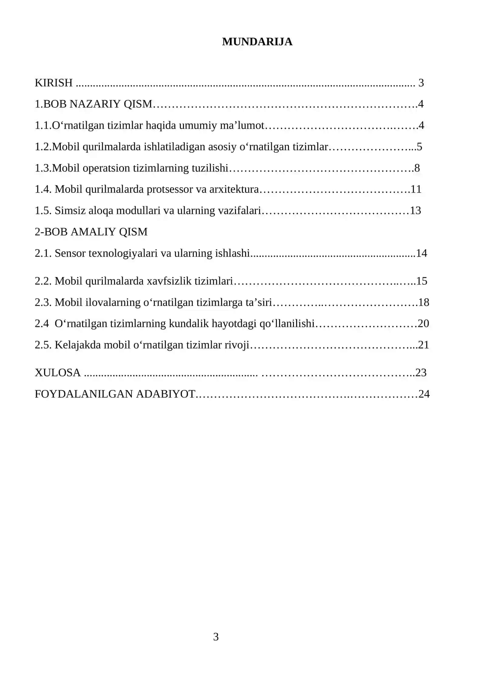 MOBIL QURILMALARDA O’RNATILGAN TIZIMLARNING QO’LLANILISHI 3