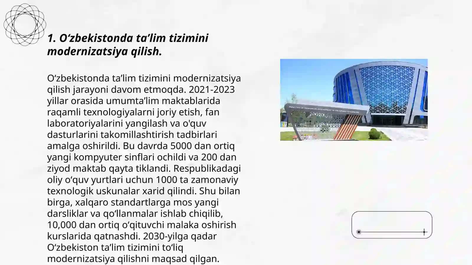 Oʻzbekiston respublikasida taʼlim sohasida amalga oshirilgan islohotlar 3