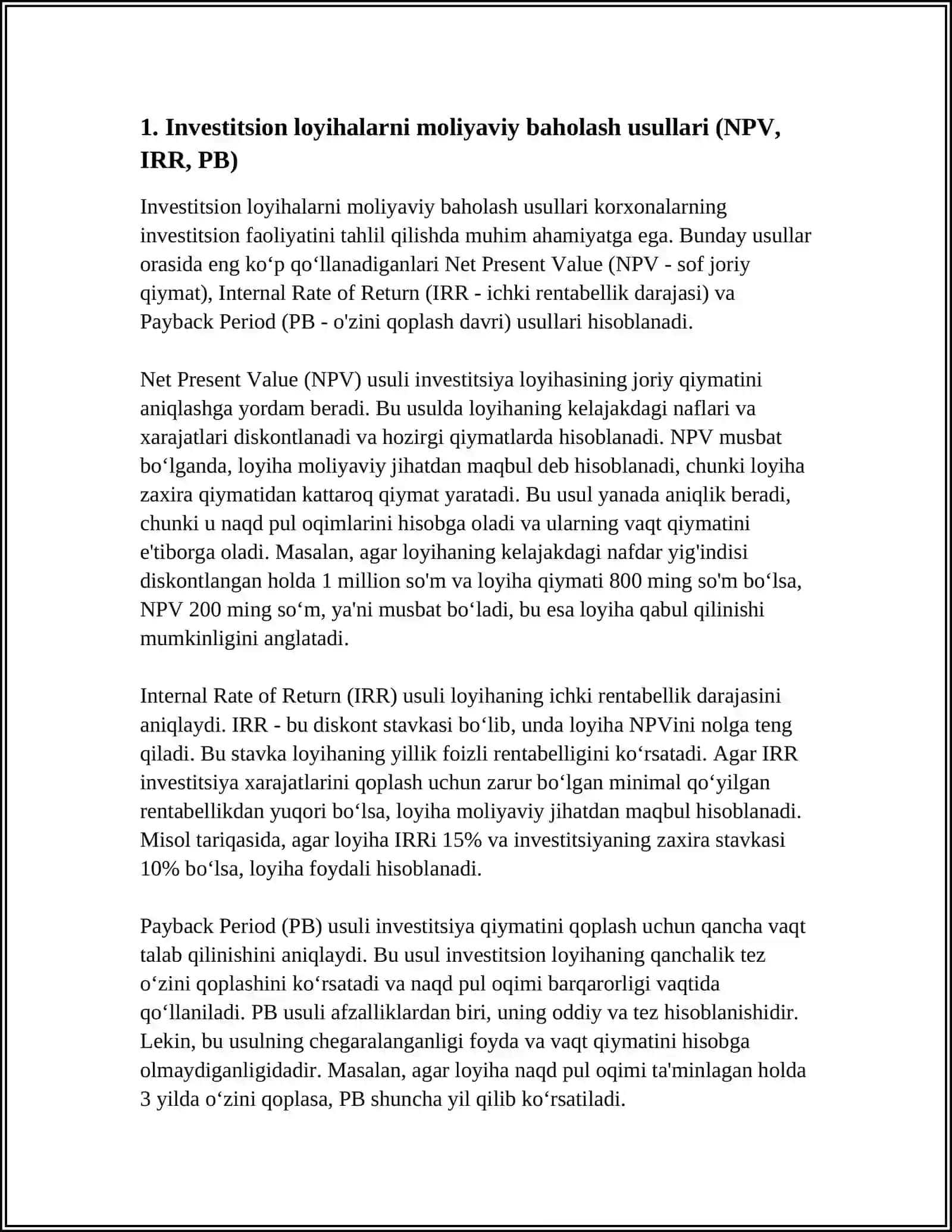 KORXONA INVESTITSION FAOLIYATINI TAHLIL QILISH 3