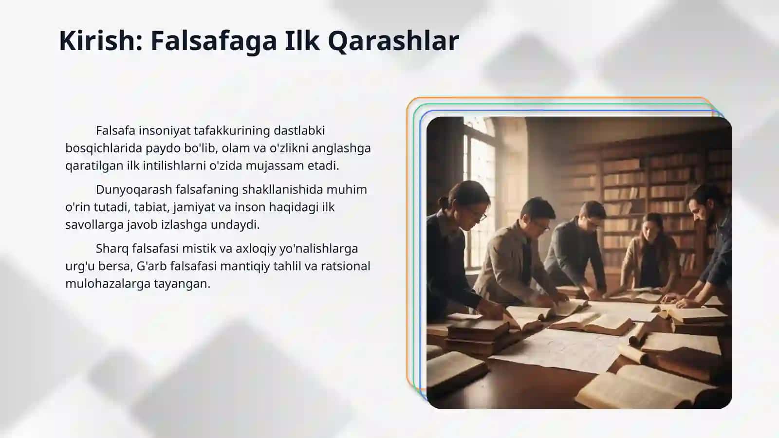 Falsafaning mohiyatiga oid Sharq va G'arb mutafakkirlari ta'riflarini tasniflash 3