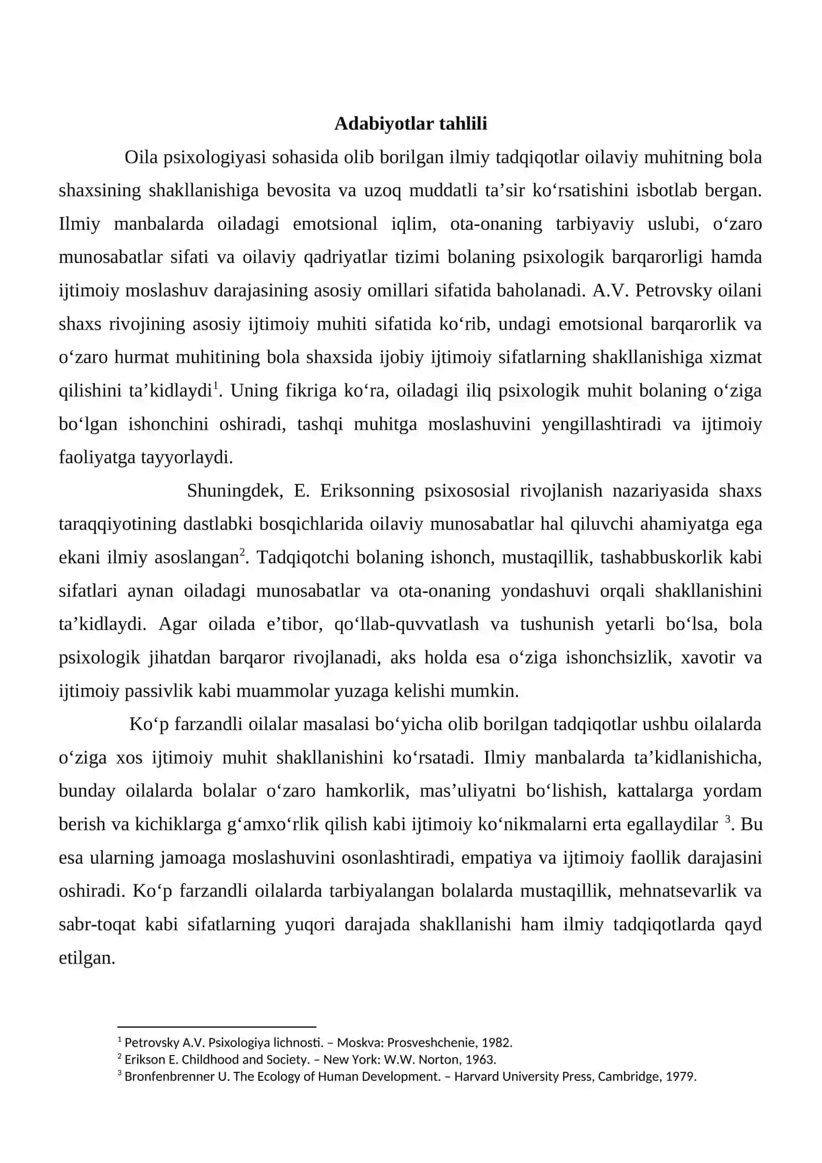 Ko'p farzandli oilalarning ijtimoiy-psixologik xususiyatlari: Muommo va yechimlar 3