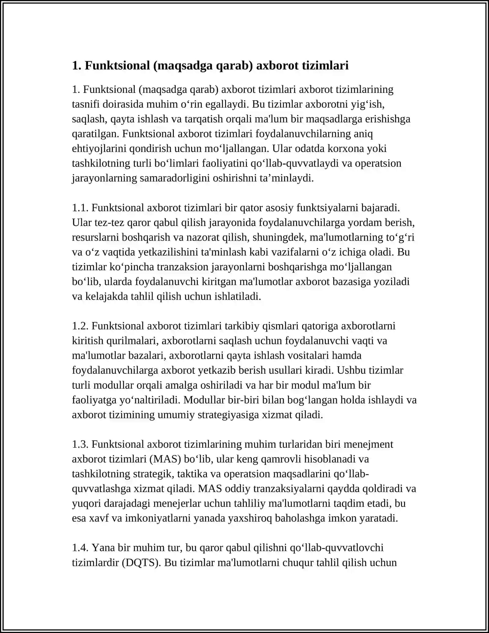 AXBOROT TIZIMLARINING TASNIFI 3