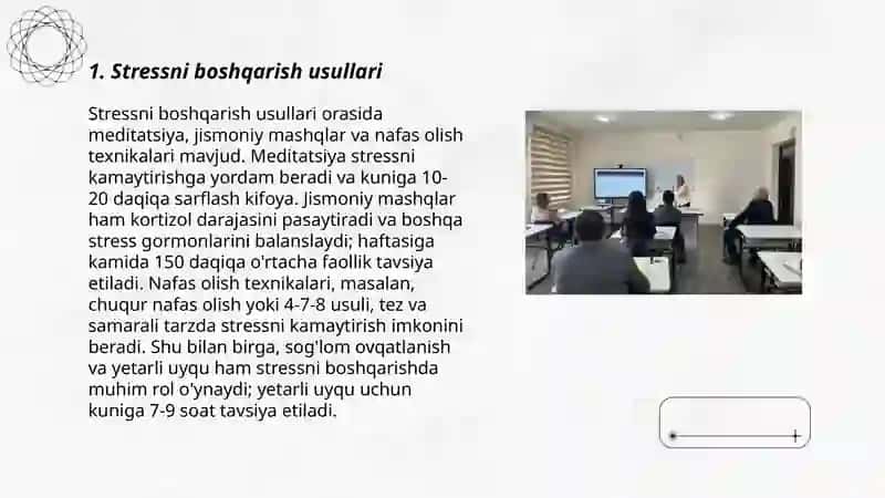 Stressni boshqarish usullari 3