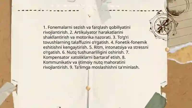 Eshitishida nuqsoni boʻlgan bolalarni talaffuzini shakllantirishni maqsadi, vazifalari, metodlari 3