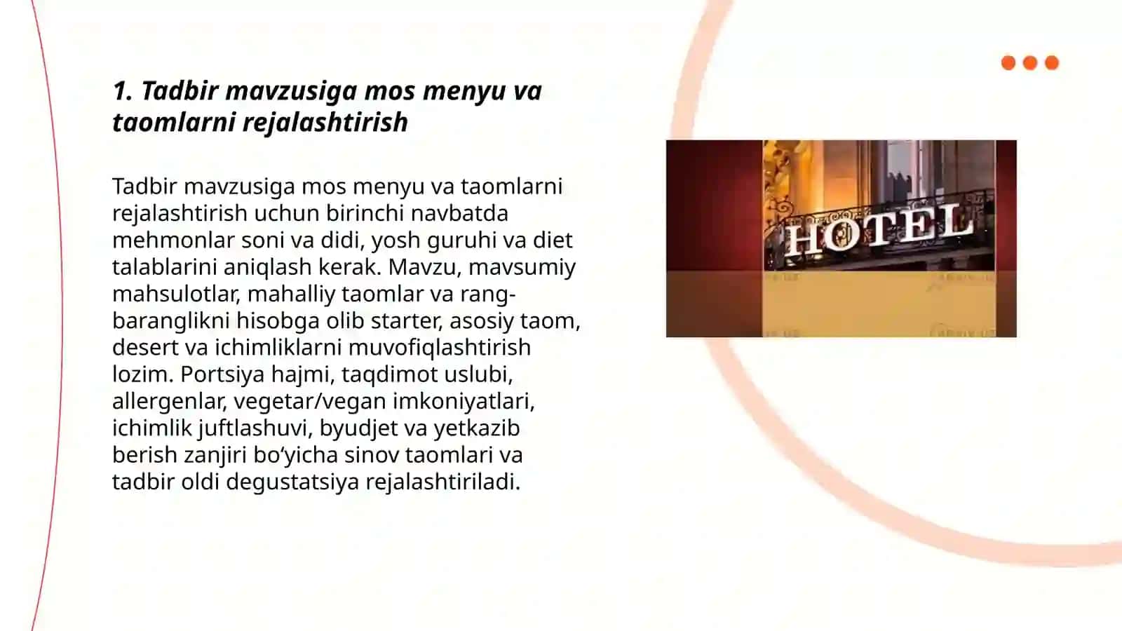 Mehmonxona ovqatlantirish maskanlari uchun tadbir dasturlar 3
