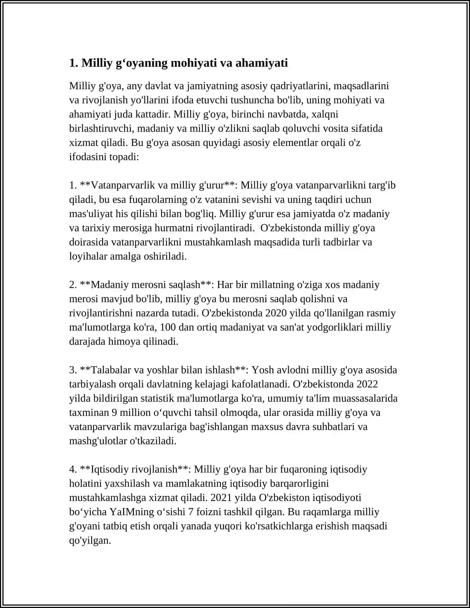 "MILLIY ĜOYA NEGIZLARINI ASRAB AVAYLASH,UNI HIMOYA QILISH SHART-SHAROITLARI VA OMILLAR" 3