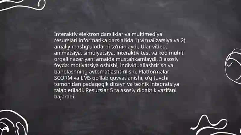 Informatika fanini oʻqitishda rivojlan turuvchi texnalogiyalar 3