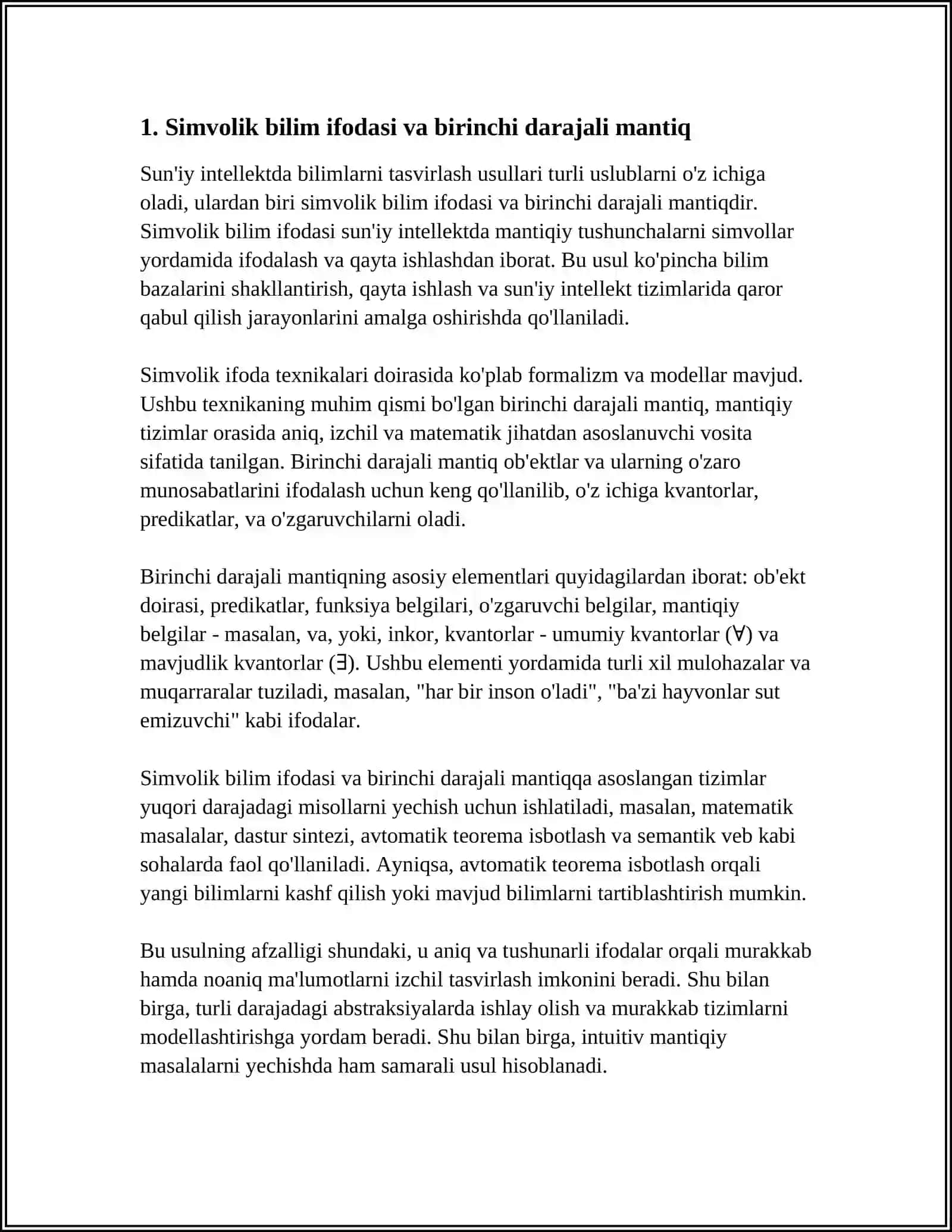 SUN'IY INTELLEKTDA BILIMLARNI TASVIRLASH USULLARI 3