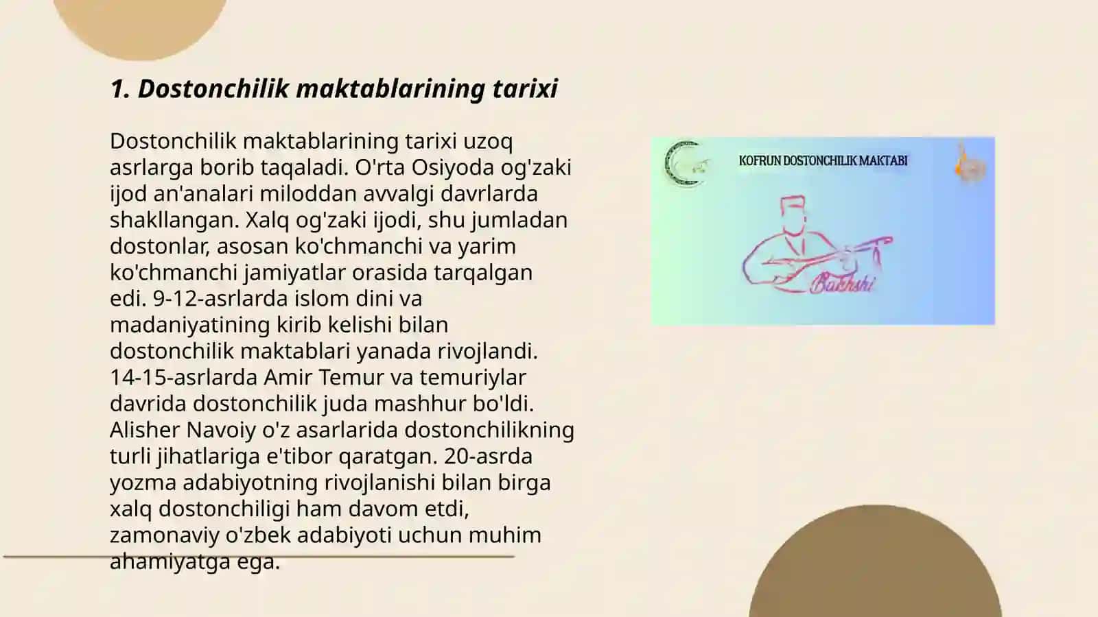 Dostonchilik maktablari va ularning anʼanalari. Qahramonlik dostonlari xususi yatlari 3