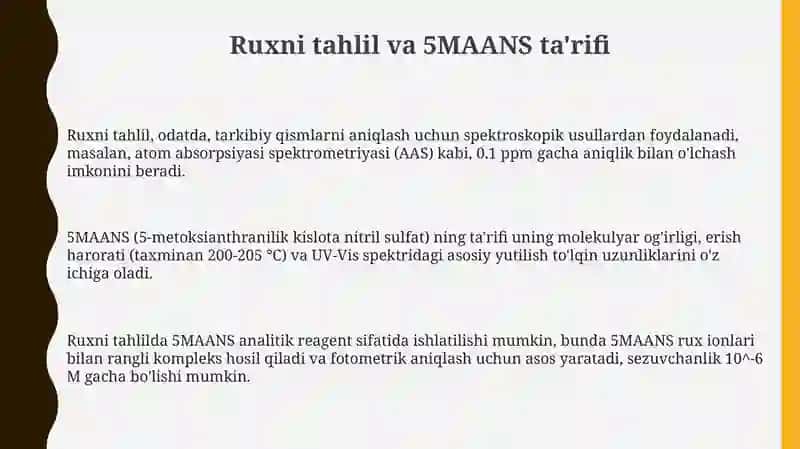 Ruxni tahlil va 5MAANS,S-2,4ishtirokidafotometrikaniqlash 3