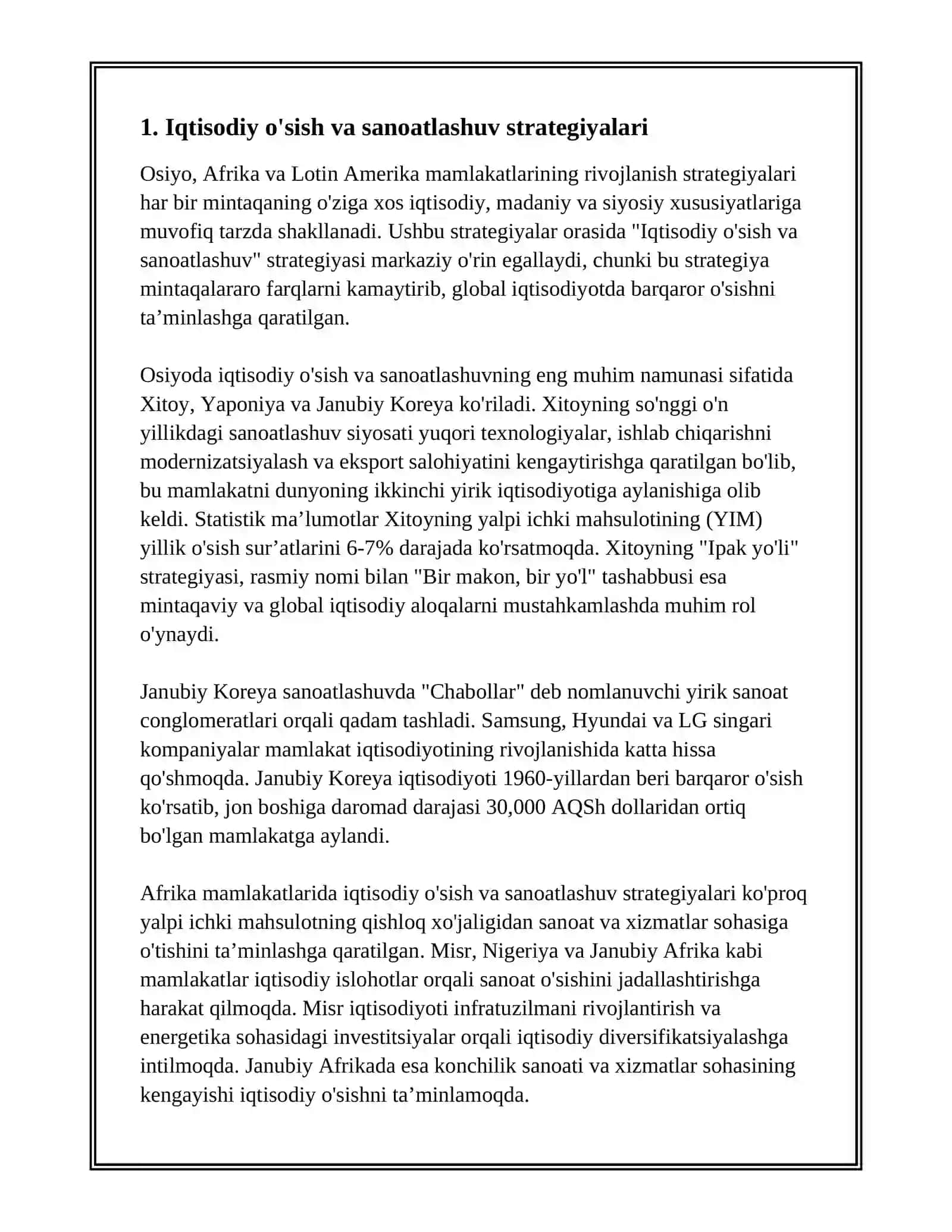 OSIYO AFRIKA VA LOTIN AMERIKA MAMLAKATLARI RIVOJLANISHINING ASOSIY YONALISHLARI 3