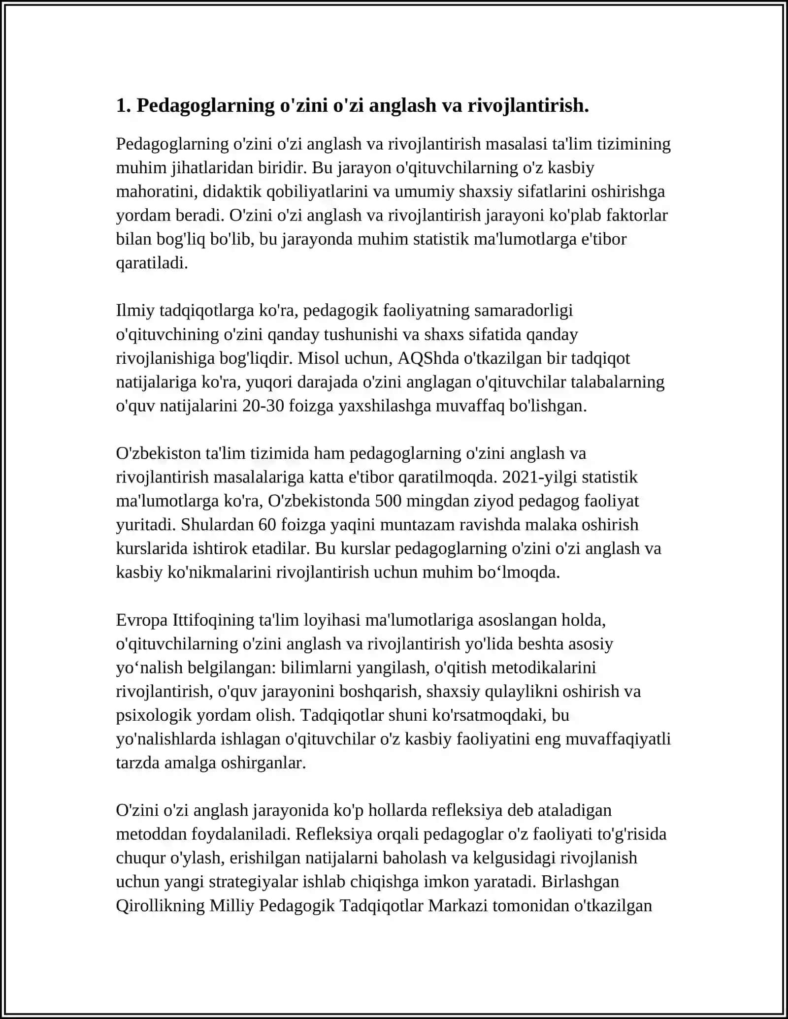PEDAGOG OʻZ ILMIY, O'QUV-USLUBIY SALOHIYATINI OSHIRISHNING PSIXOLOGIK MUAMMOLARI 3