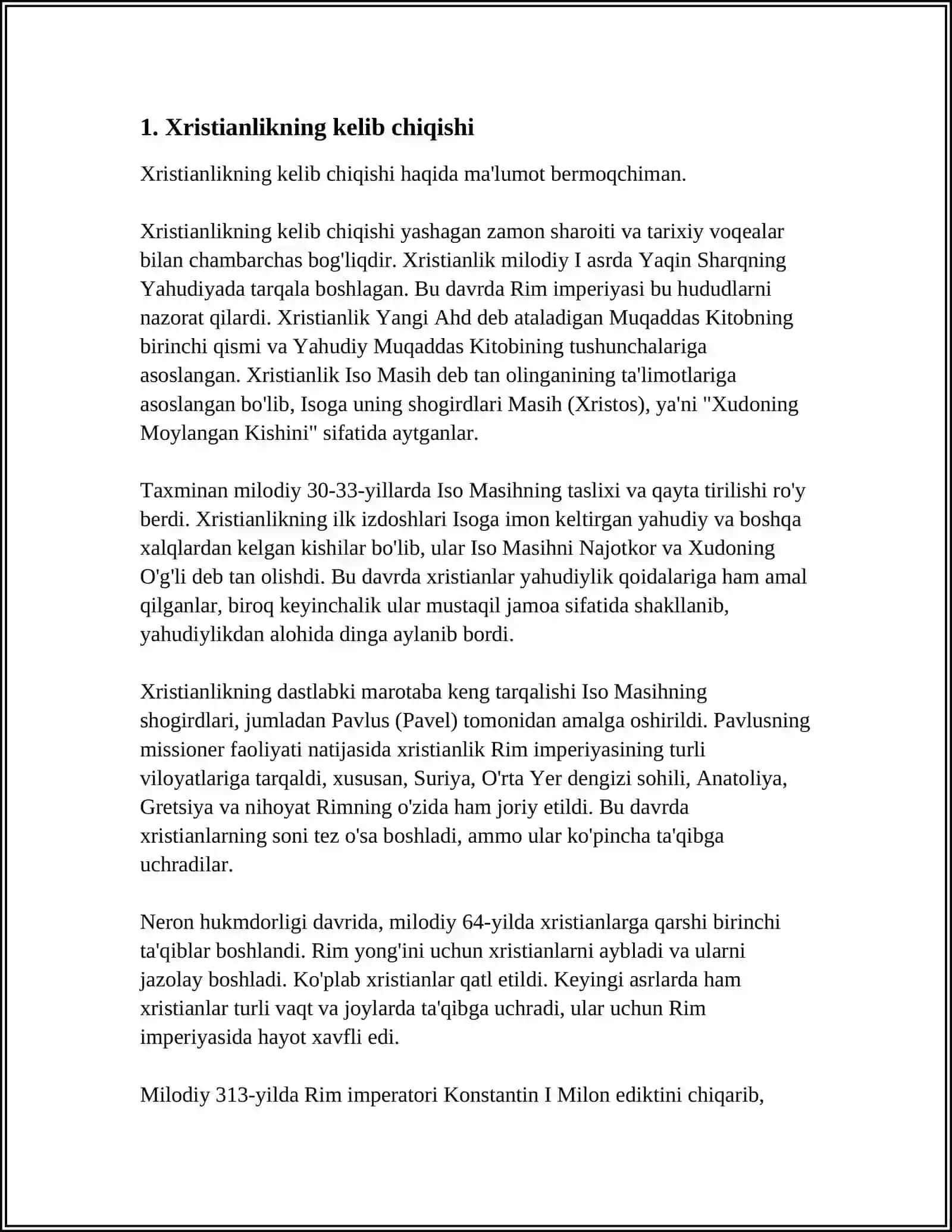 Xristianlikning Vujudga Kelishi, Ta'limoti Ma'nolari 3